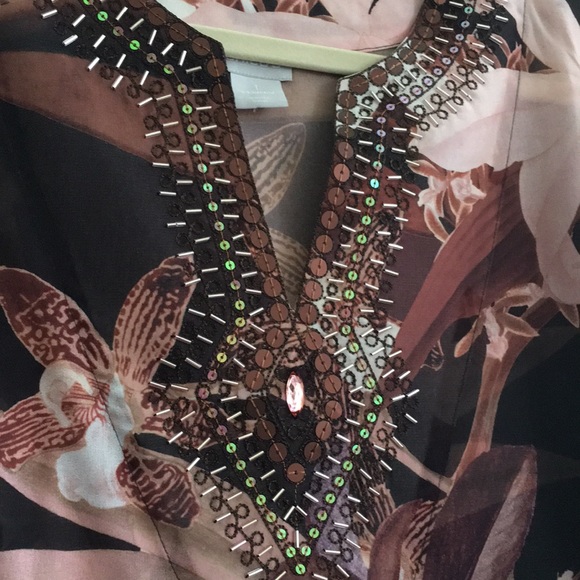 NWT Chico’s embellished tunic/swim cover. Beautiful colors. Sz 1 (8/10) - Picture 2 of 7